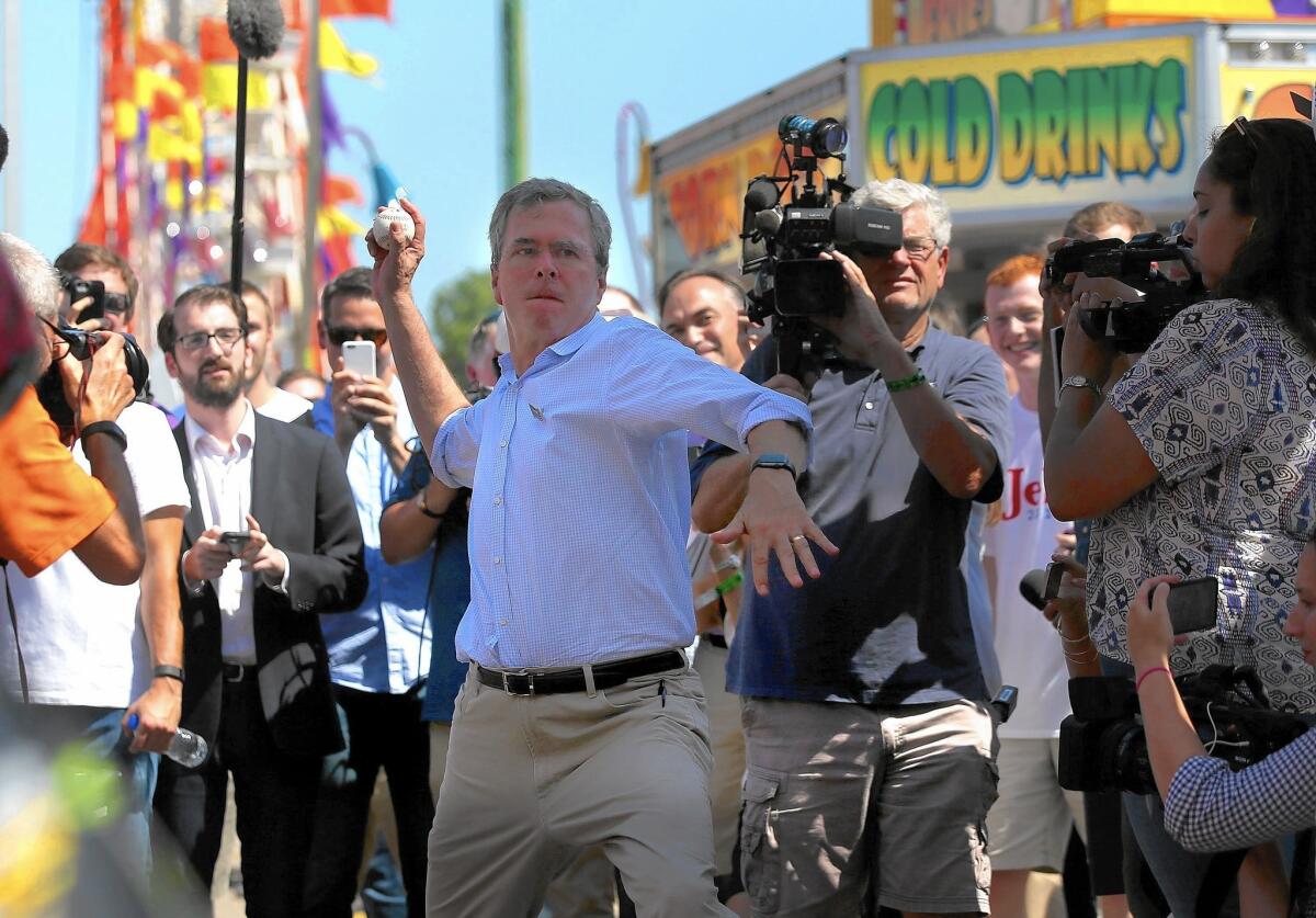 Republican presidential hopeful and former Florida Gov. Jeb Bush visited the Iowa State Fair on Friday.