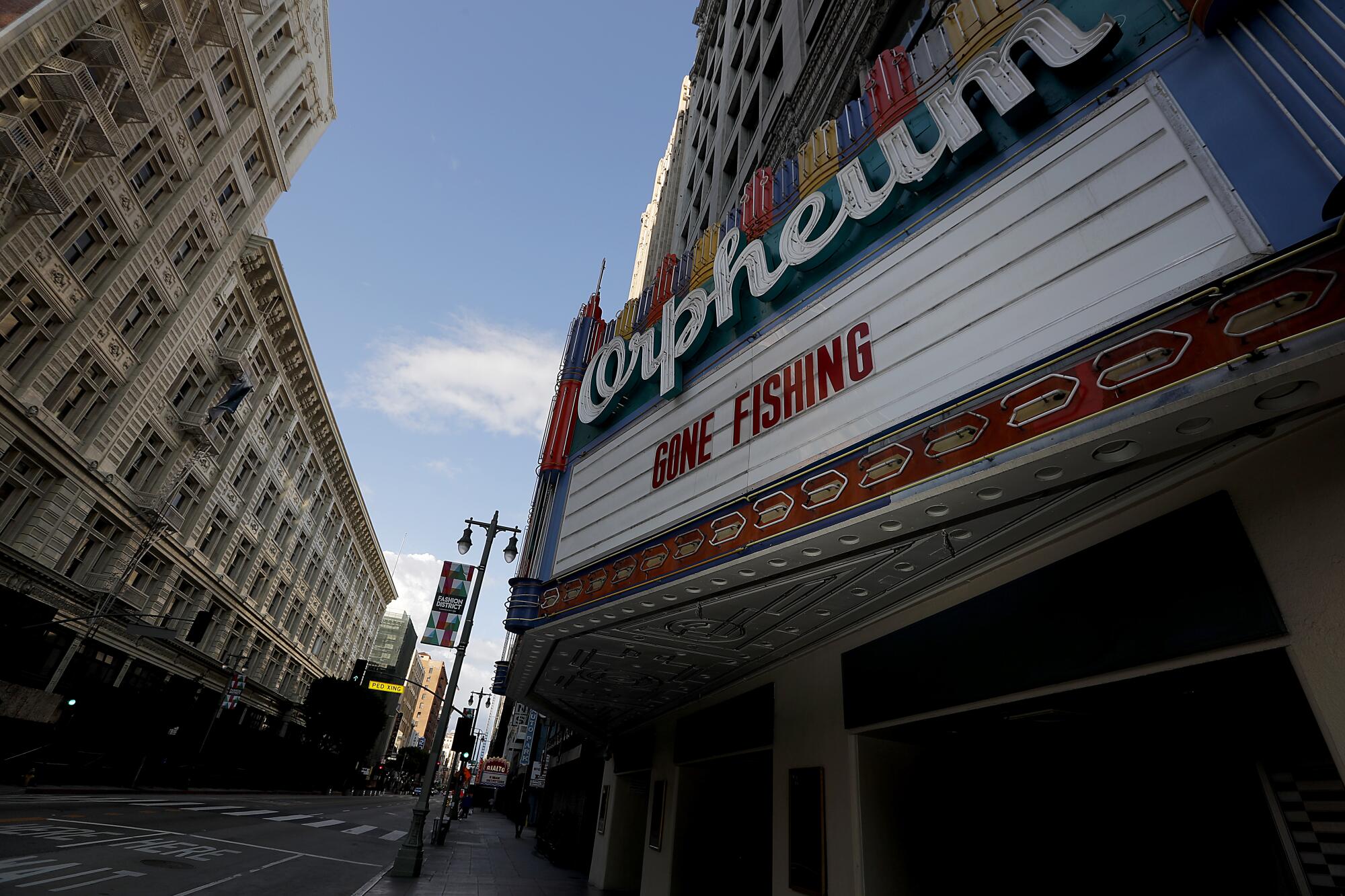 Orpheum theater marquee in downtown Los Angeles