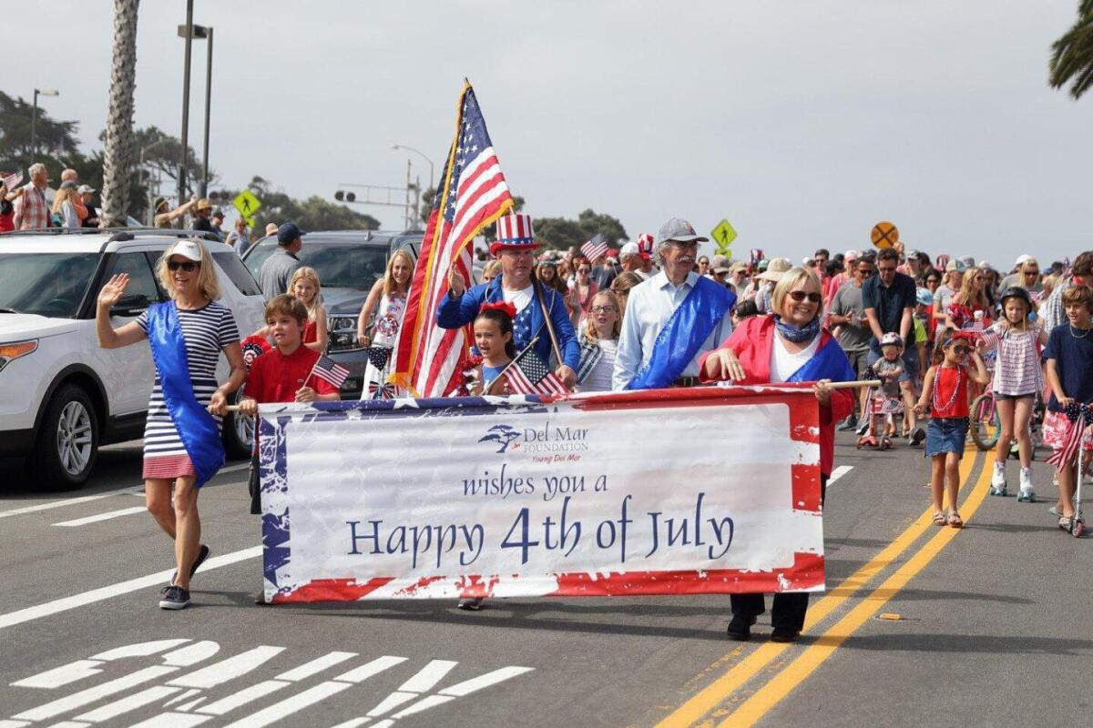 Participants at the 2019 Del Mar Foundation 4th of July Parade.