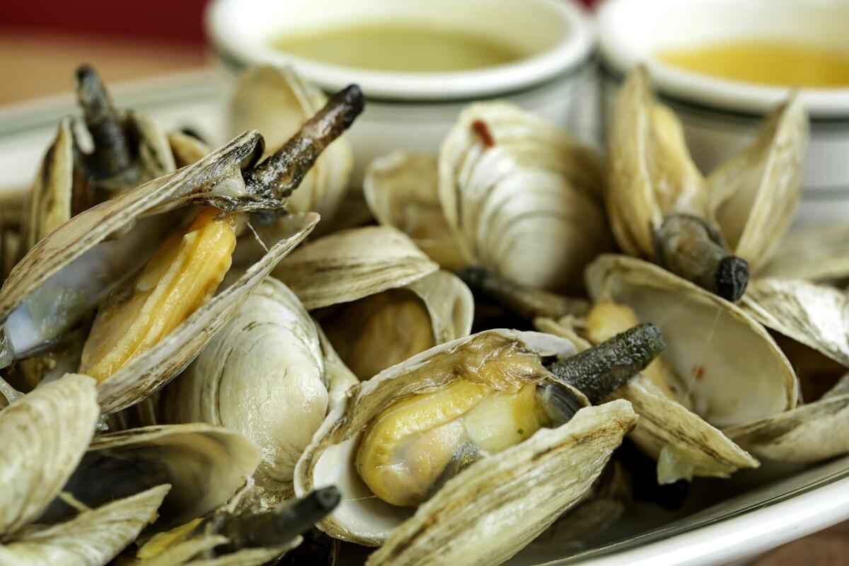 Steamers are clams served with drawn butter and clam broth.
