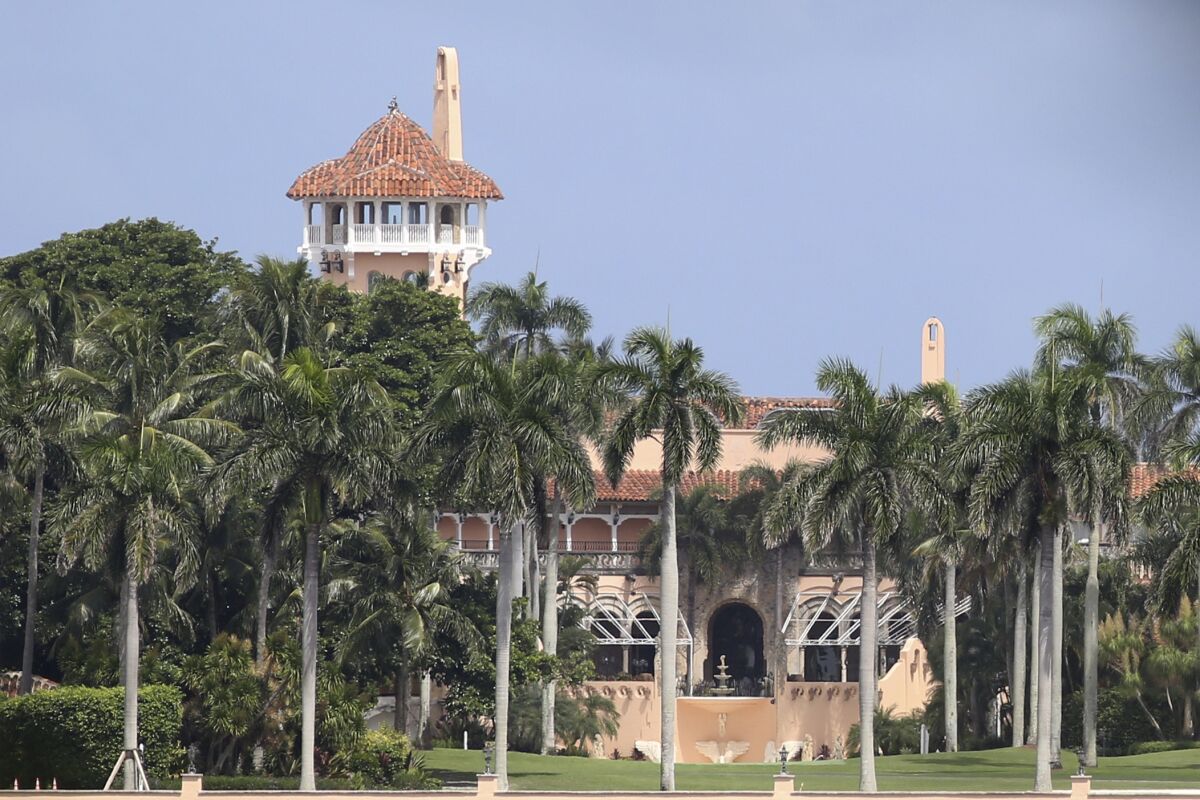 FILE - Donald Trump's Mar-a-Lago resort in Palm Beach, Fla., is seen Friday, Aug. 30, 2019. Yujing Zhang, a Chinese businesswoman convicted of trespassing at the club and lying to Secret Service agents was deported to China in November 2021, federal authorities said, more than two years after serving her sentence. (AP Photo/Lynne Sladky, File)
