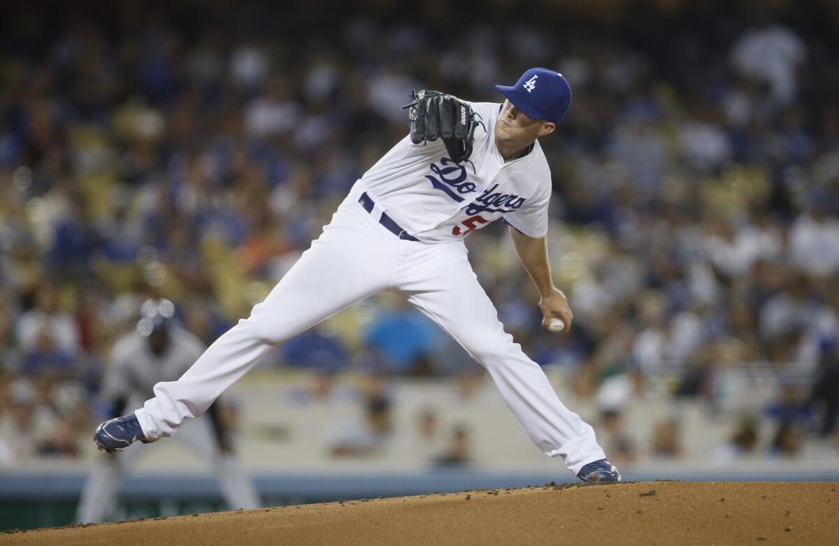 Dodgers starting pitcher Alex Wood gave up only one hit in eight innings against the Rockies on Wednesday.