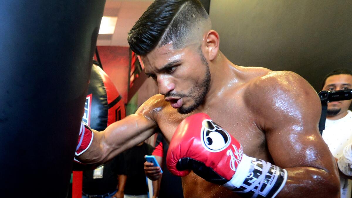 Abner Mares works out in preparation for his fight last August against Leo Santa Cruz.