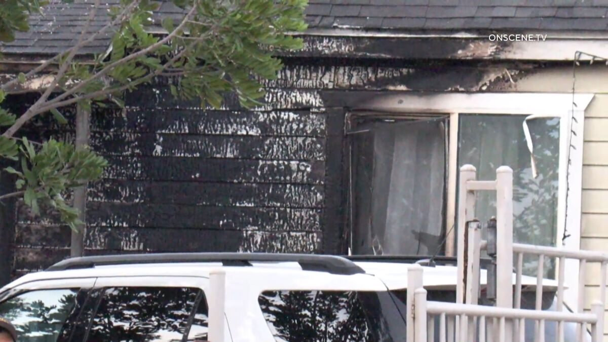 A screenshot of a home damaged by fire