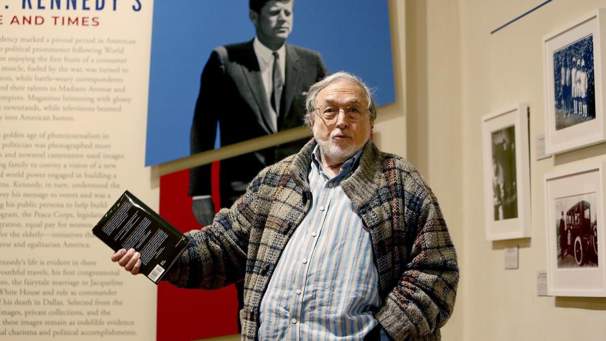 Lawrence Schiller, exhibition curator and filmmaker, speaks during a media preview of the "American Visionary: John F. Kennedy's Life and Times" exhibit at Bowers Museum in Santa Ana on March 9.