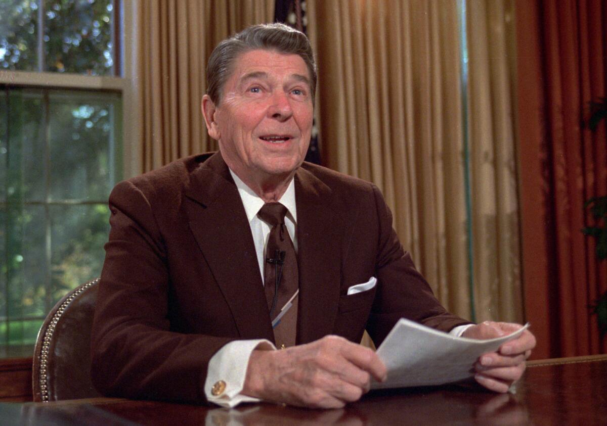 President Reagan in the Oval Office in May 1985.