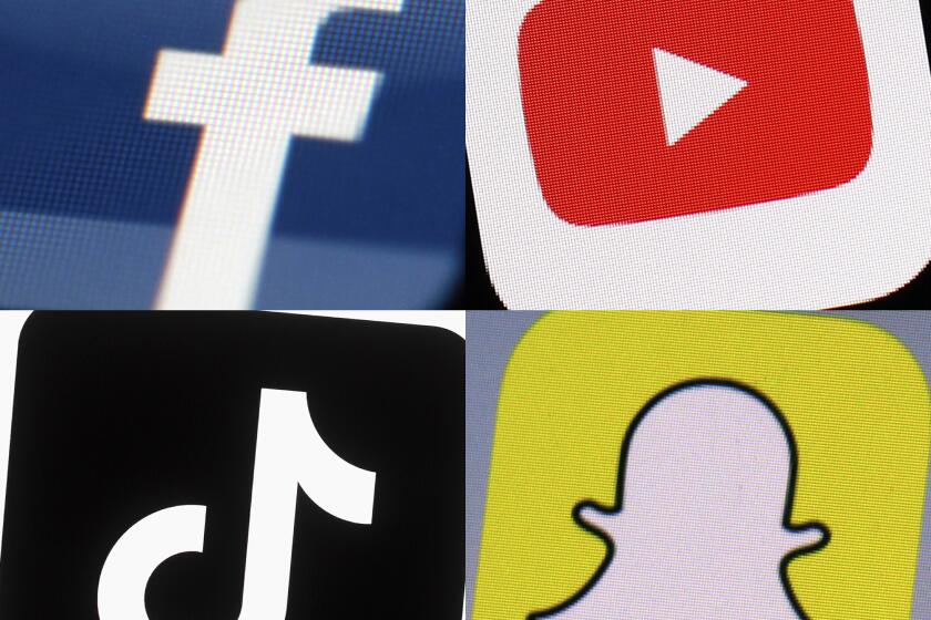 This combination of 2017-2022 photos shows the logos of Facebook, YouTube, TikTok and Snapchat on mobile devices. On Friday, Jan. 6, 2023, Seattle Public Schools filed a lawsuit in U.S. District Court, suing the tech giants behind TikTok, Instagram, Facebook, YouTube and Snapchat, seeking to hold them accountable for the mental health crisis among youth. (AP Photo)