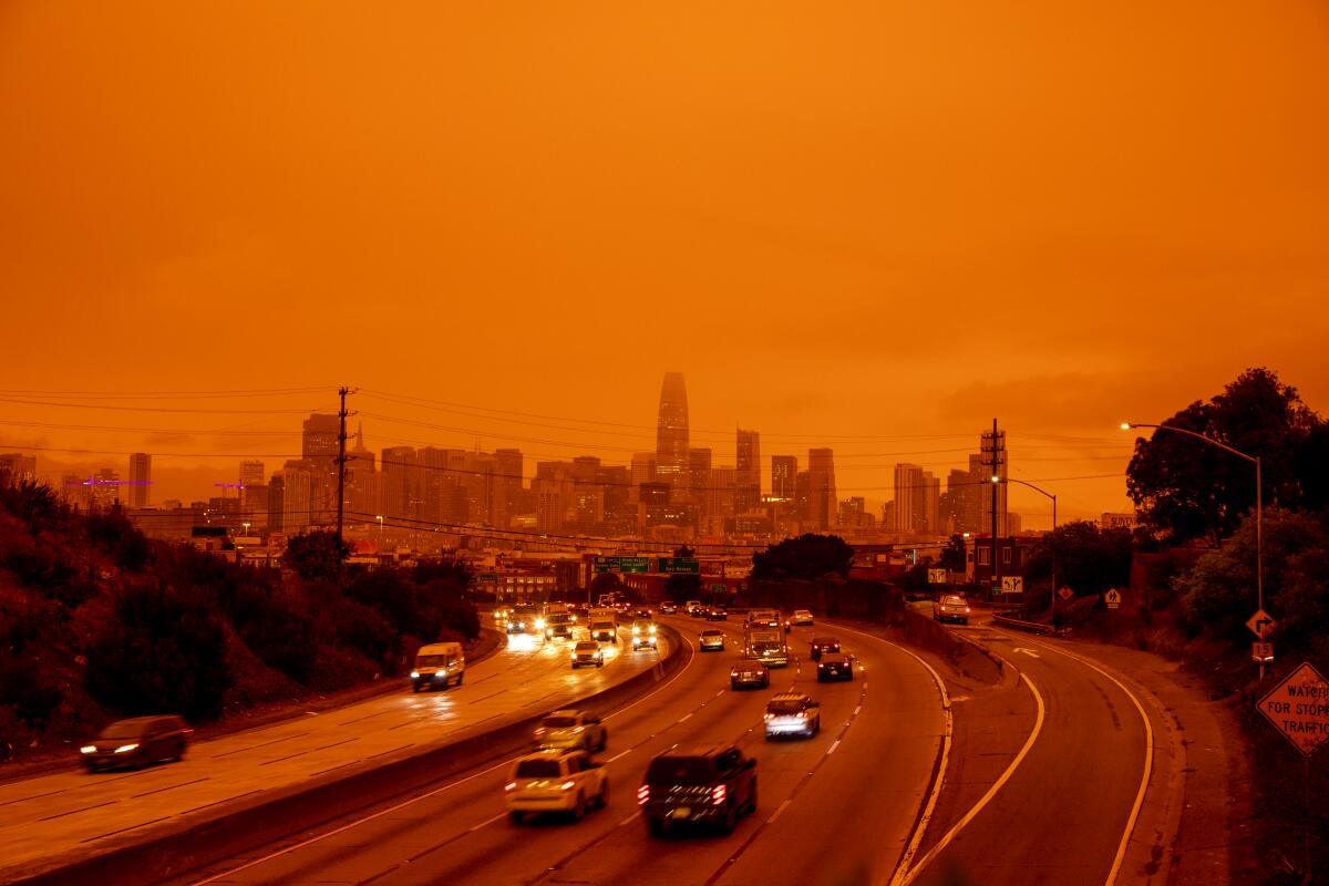 The smoky San Francisco skyline in September 2020.