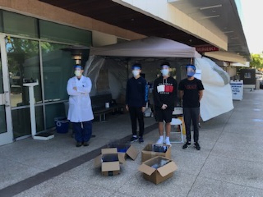 (L-R) Dr. Andrew Accardi, Andrew Zhang, Jerry Wu, Rishi Peddakama