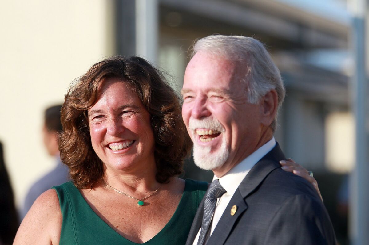 San Diego Unified School Superintendent Cindy Marten, left, posed with Dr.Michael McQuary, Ed.D.
