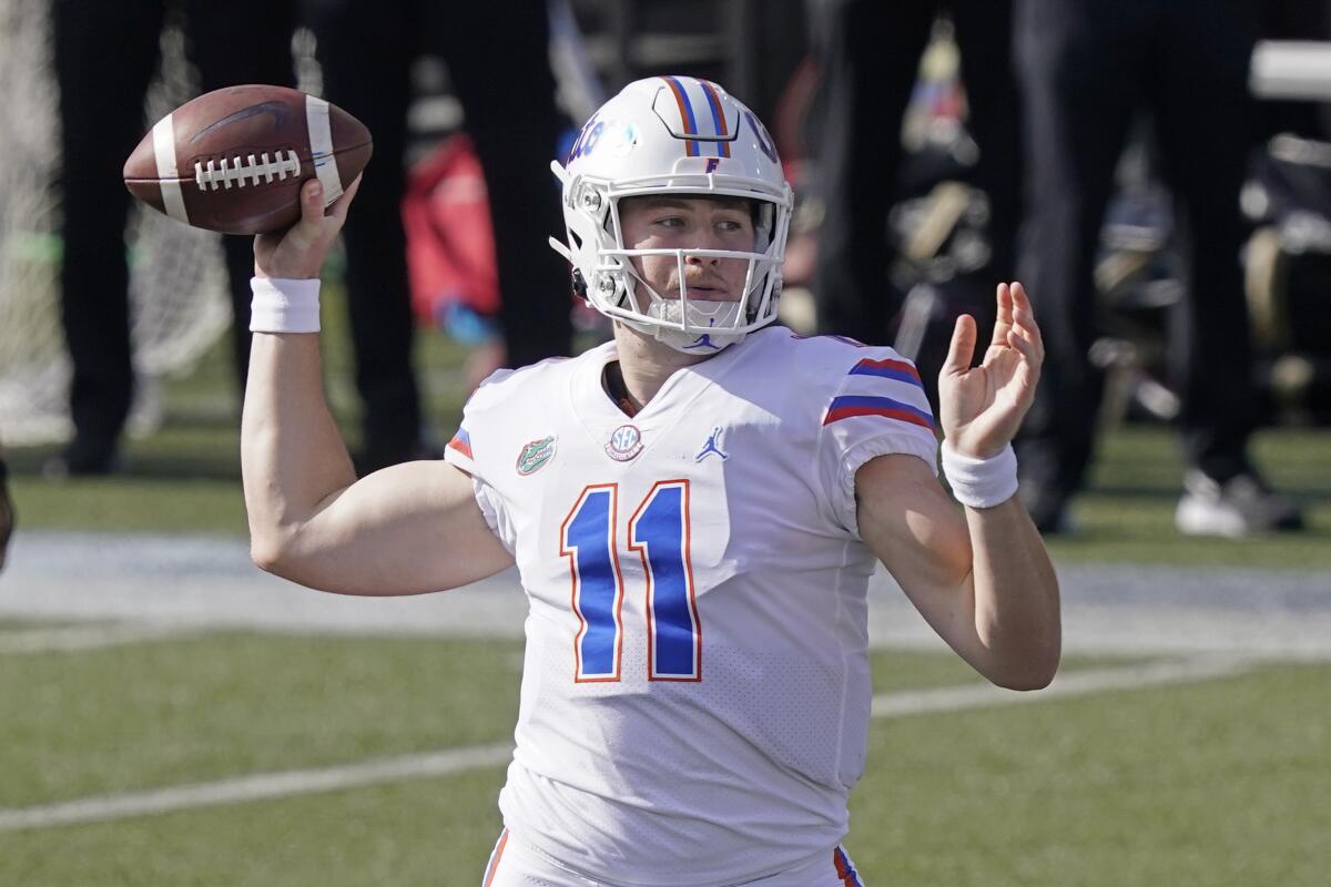 Florida quarterback Kyle Trask threw for 383 yards and three touchdowns in Florida's victory over Vanderbilt on Saturday.