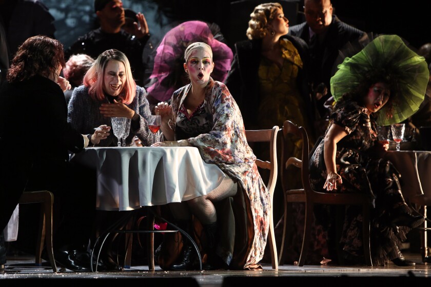 The cast in Los Angeles Opera's “La Bohème” at the Dorothy Chandler Pavilion. 