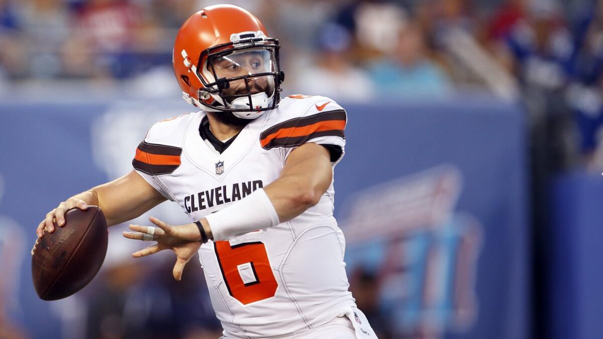 Rookie quarterback Baker Mayfield is the Browns’ big wheel for the long haul, but he’s not necessarily in the driver’s seat. He’s learning at the elbow of Tyrod Taylor, acquired in March in a trade with Buffalo.