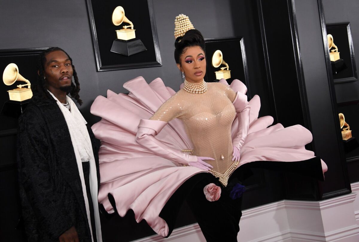 Cardi B and Offset arrive for the Grammy Awards in 2019.
