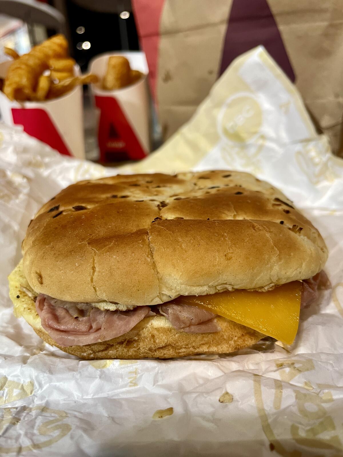 The classic beef 'n' cheddar with "natural cheddar cheese" From Arby's. 