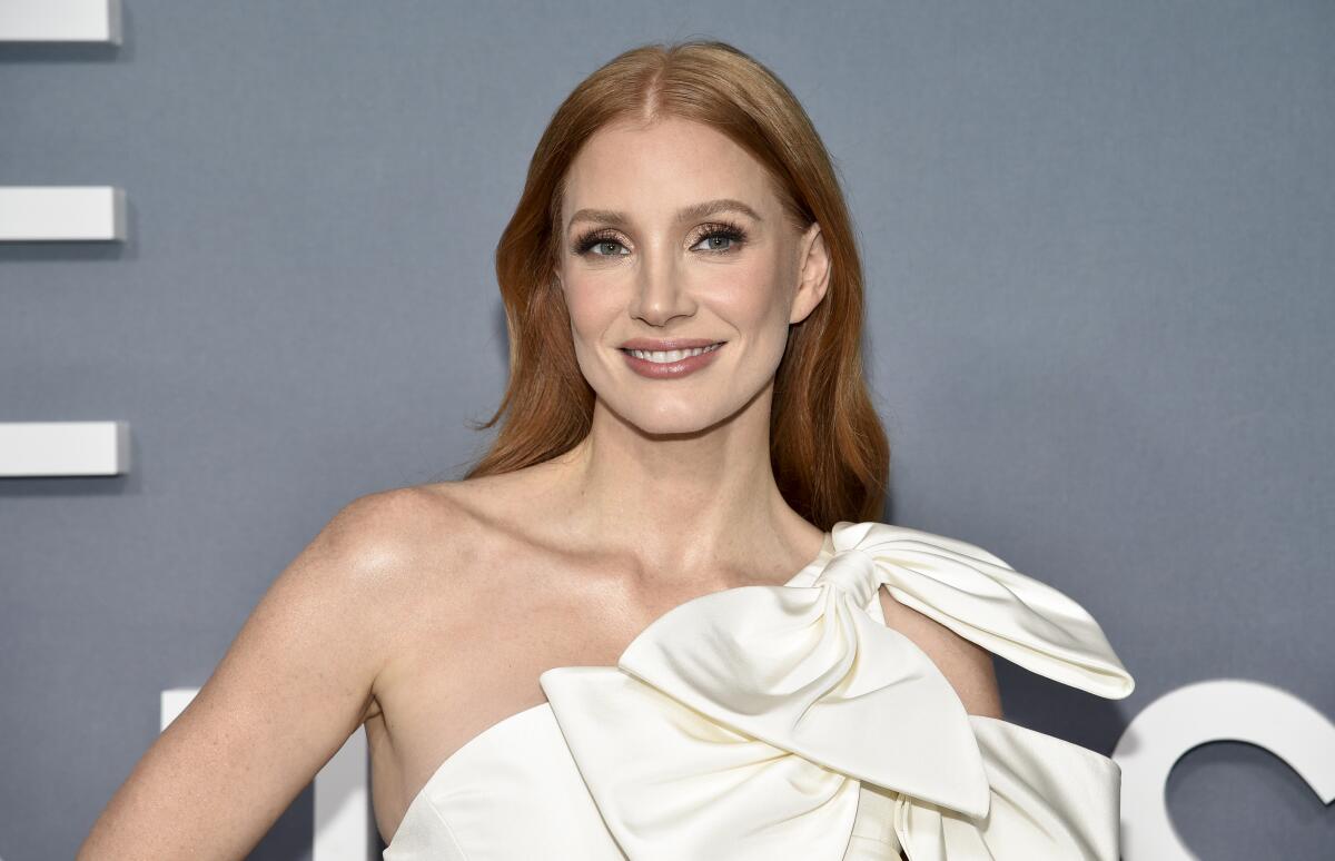 Jessica Chastain in a white dress