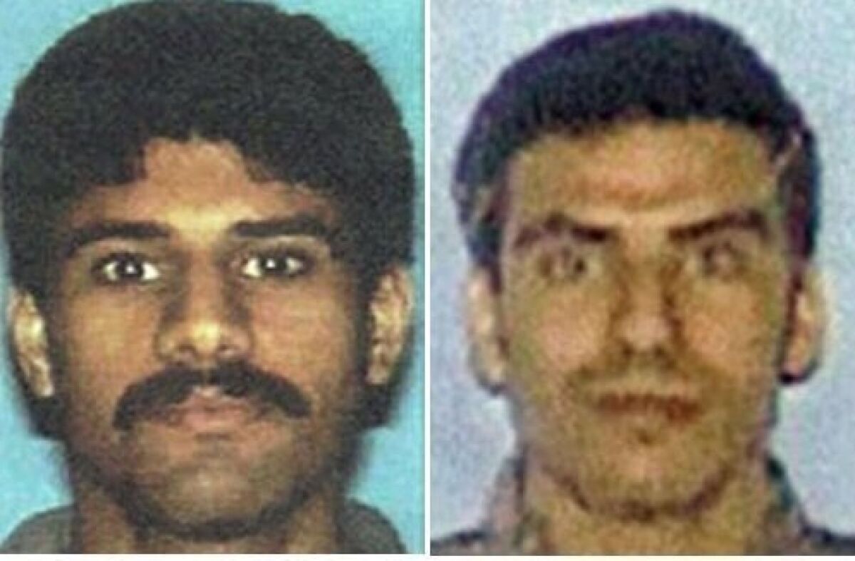 Hijackers Nawaf al Hazmi, left, and Khalid al Mihdhar lived in Clairemont and then Lemon Grove before taking over Flight 77 on Sept. 11, 2001.