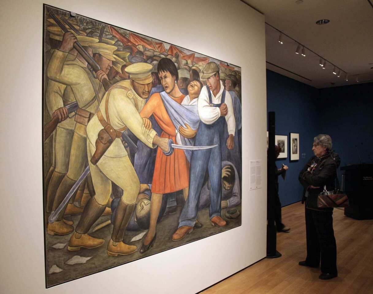 Diego Rivera's "The Uprising," displayed at the New York Museum of Modern Art.