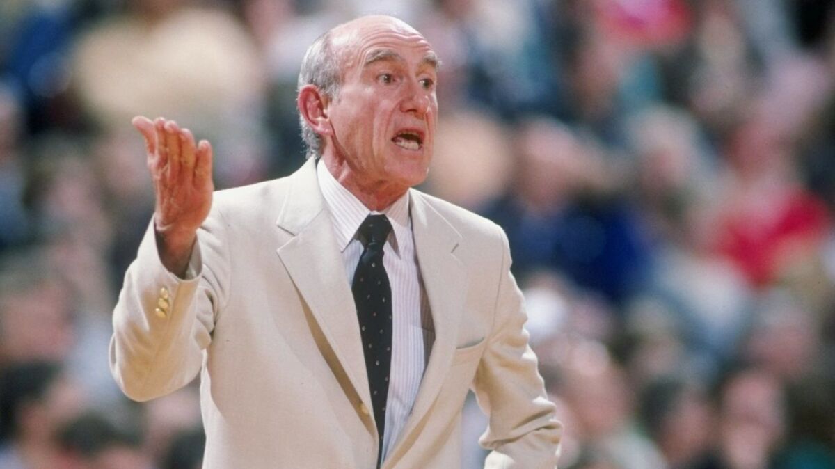Jack Ramsay looks on during a game when he was the head coach of the Portland Trail Blazers.