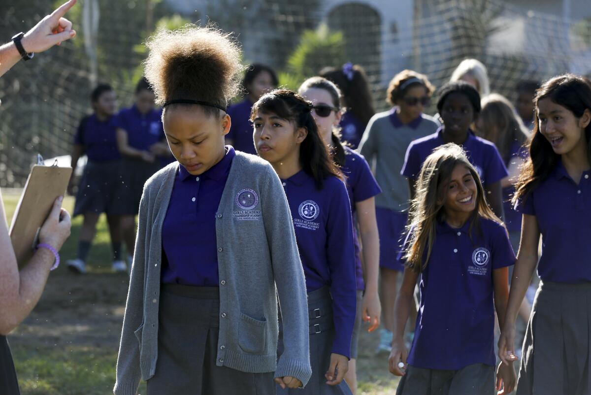 The Girls Academic Leadership Academy opened in 2016. (Mark Boster / Los Angeles Times)