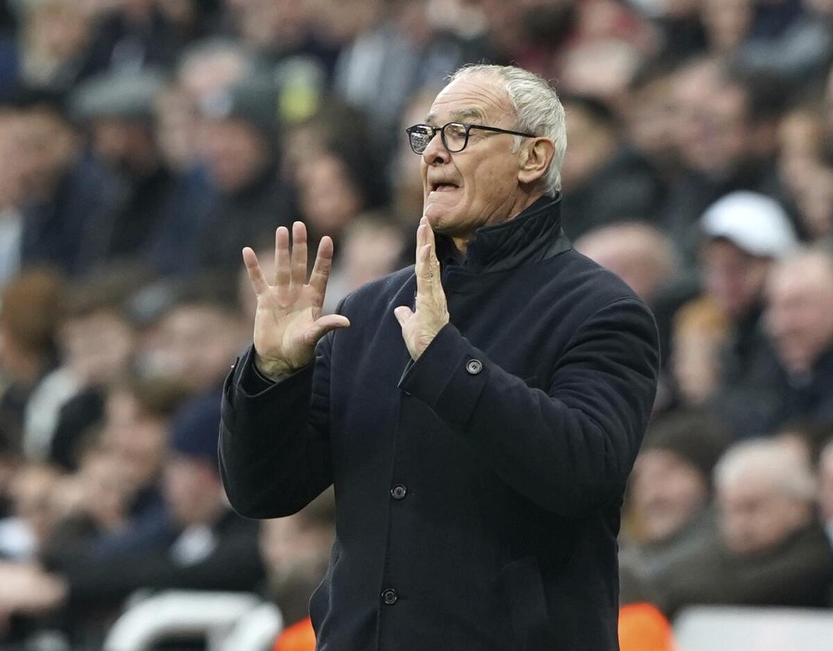Watford manager Claudio Ranieri on the touchline during the English Premier League soccer match between Newcastle United and Watford at St James' Park, Newcastle, England, Saturday Jan. 15, 2022. (Owen Humphreys/PA via AP)