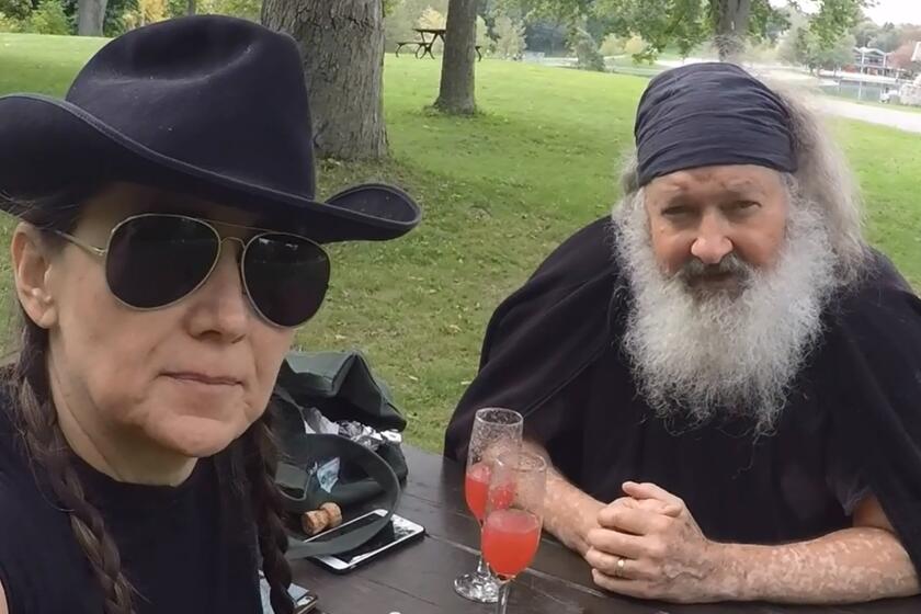 Randy Quaid, shown here with wife Evi in a screen grab from a video she posted Tuesday on YouTube, was arrested again Monday in Canada.