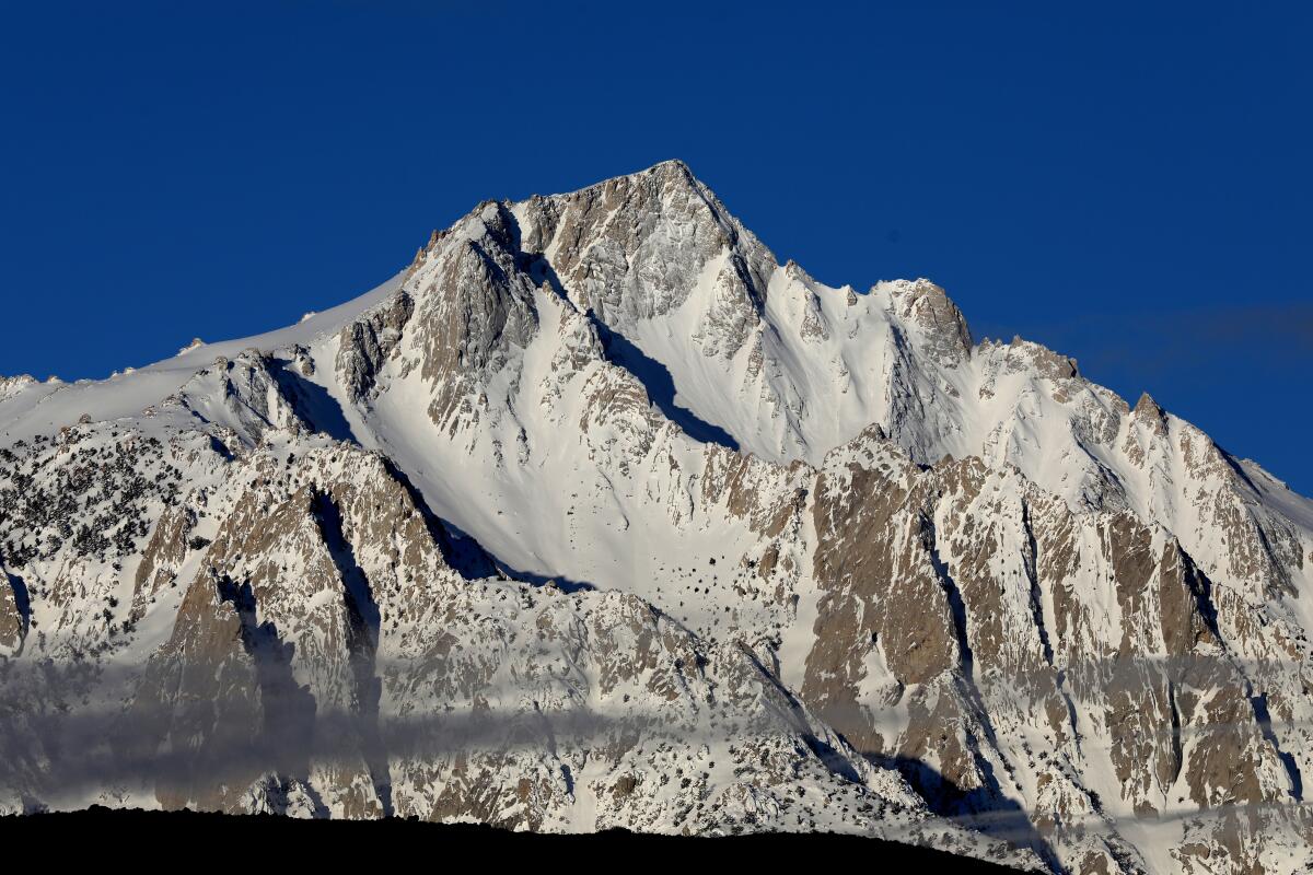 Lone Pine Peak, elevation 12,949 feet, is located on the east side of the Sierra Nevada mountain range.
