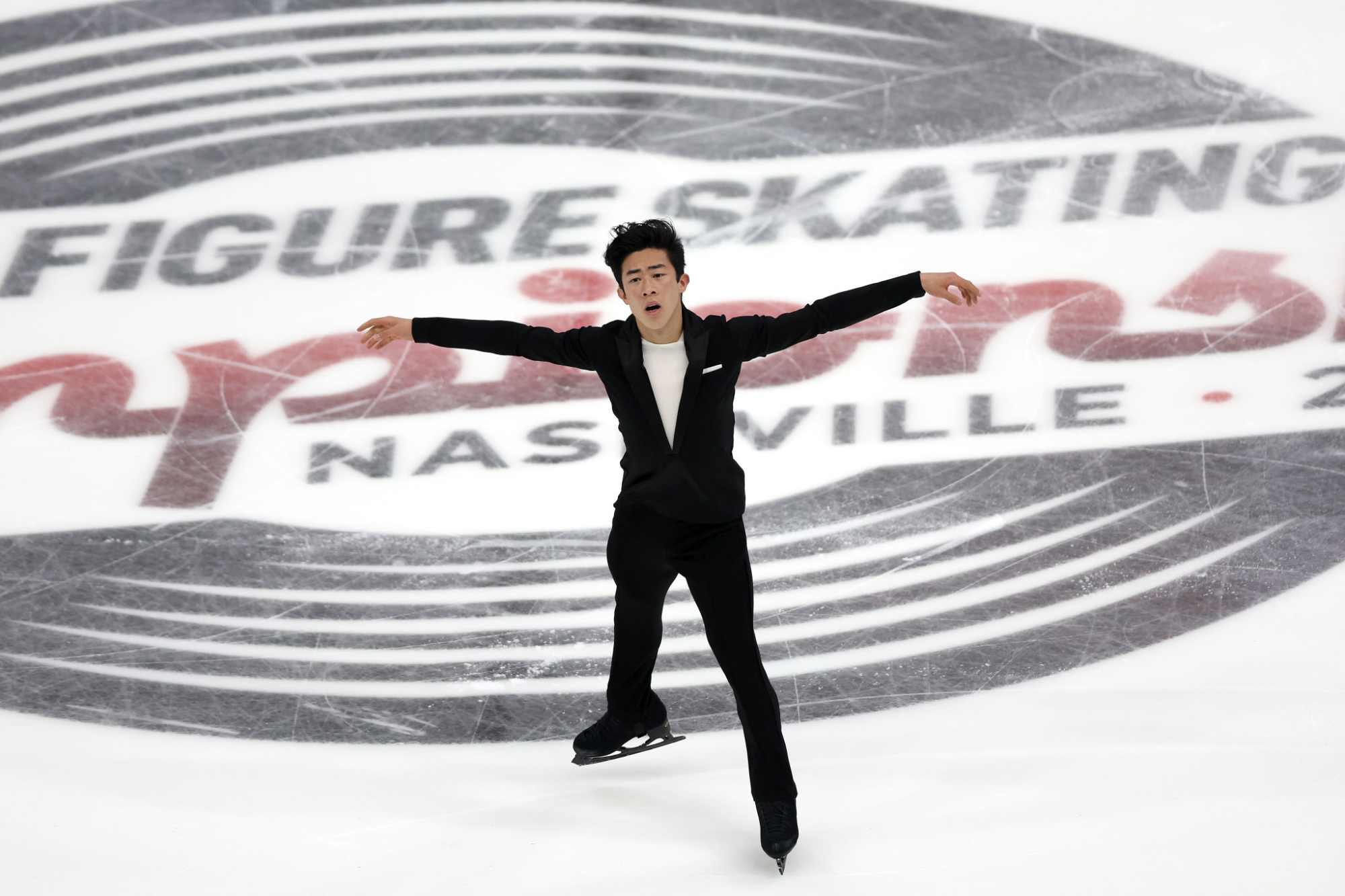 Nathan Chen skates in the men's short program at the U.S. figure skating championships in Nashville on Jan. 8.