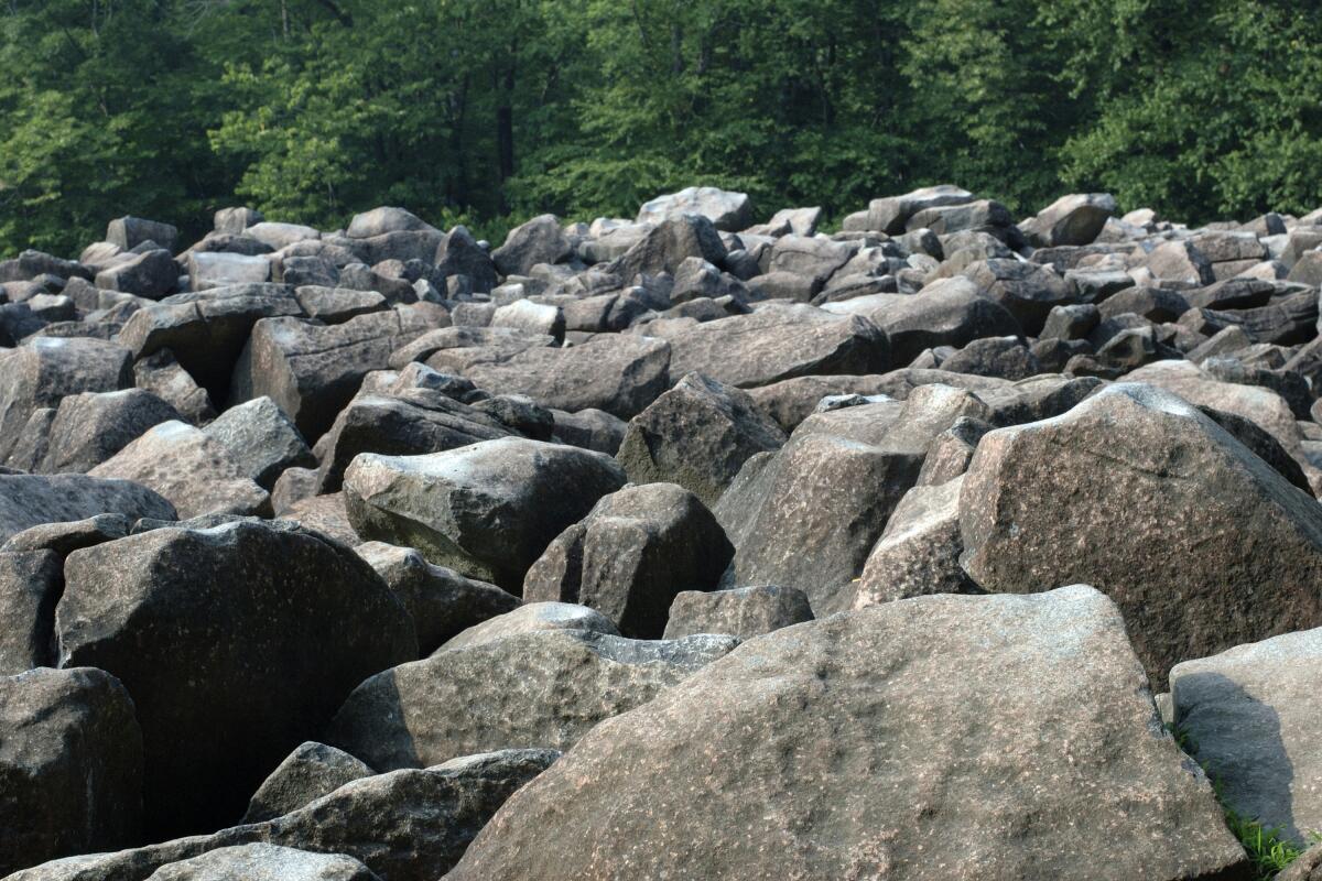 Rocks at Ringing Rock Park, Upper Black Eddy, Pennsylvania.