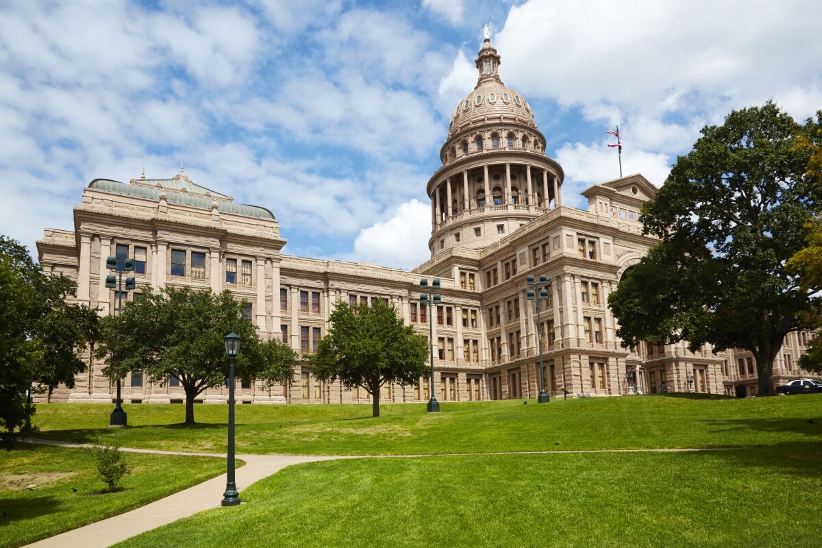 The Texas state capitol building in Austin. 