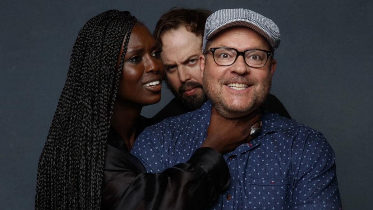 Jodie Turner-Smith, Angus Sampson and Jeff Buhler from the television series "Nightflyers."