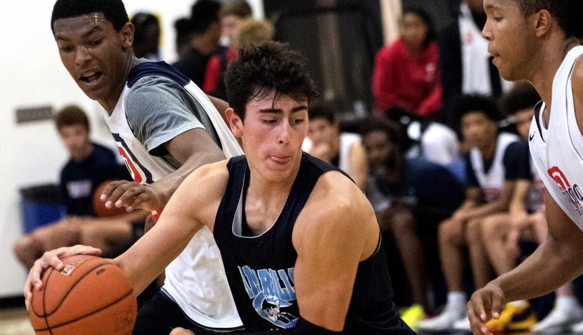 Camarillo senior Jaime Jaquez plays in a tournament game against Brentwood on Oct. 20.