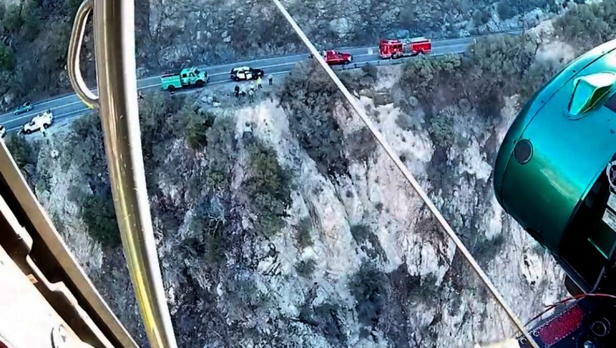 Vehicle 250 feet over the side, Monkey Valley, Forest Angeles. 