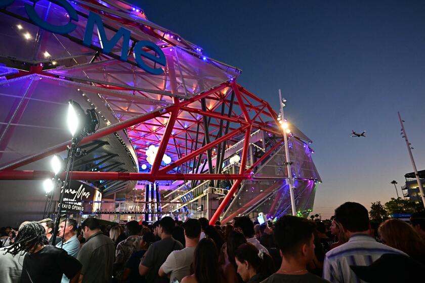 People attend the opening night of the new Intuit Dome in Inglewood, California, August 15, 2024. The Intuit Dome is an indoor arena, home of the Los Angeles Clippers of the National Basketball Association (NBA) and host venue for the 2028 Olympic Games. (Photo by Frederic J. Brown / AFP) (Photo by FREDERIC J. BROWN/AFP via Getty Images)