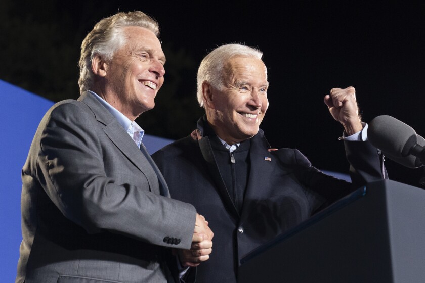 President Biden Campaigned With Former Virginia Governor Terry Mcauliffe On October 26.