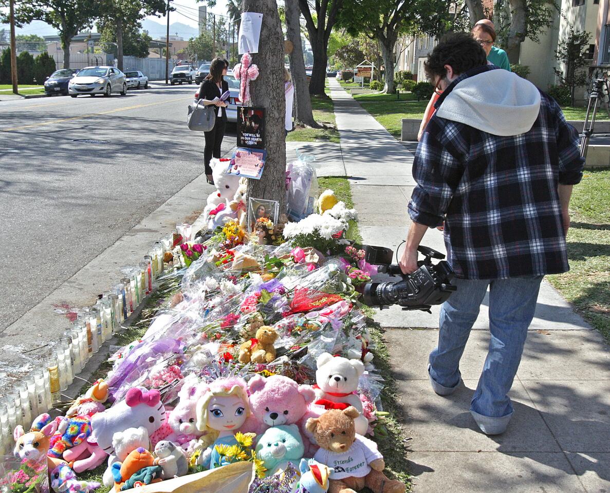 Photo Gallery: Roadside memorial for 4-year-old Violeta Khachaturyan fatally struck by oncoming vehicle