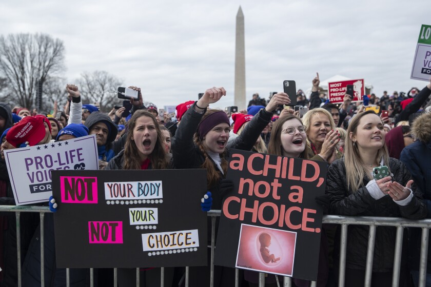 Supporters cheer as Trump speaks during "March for Life" rally.
