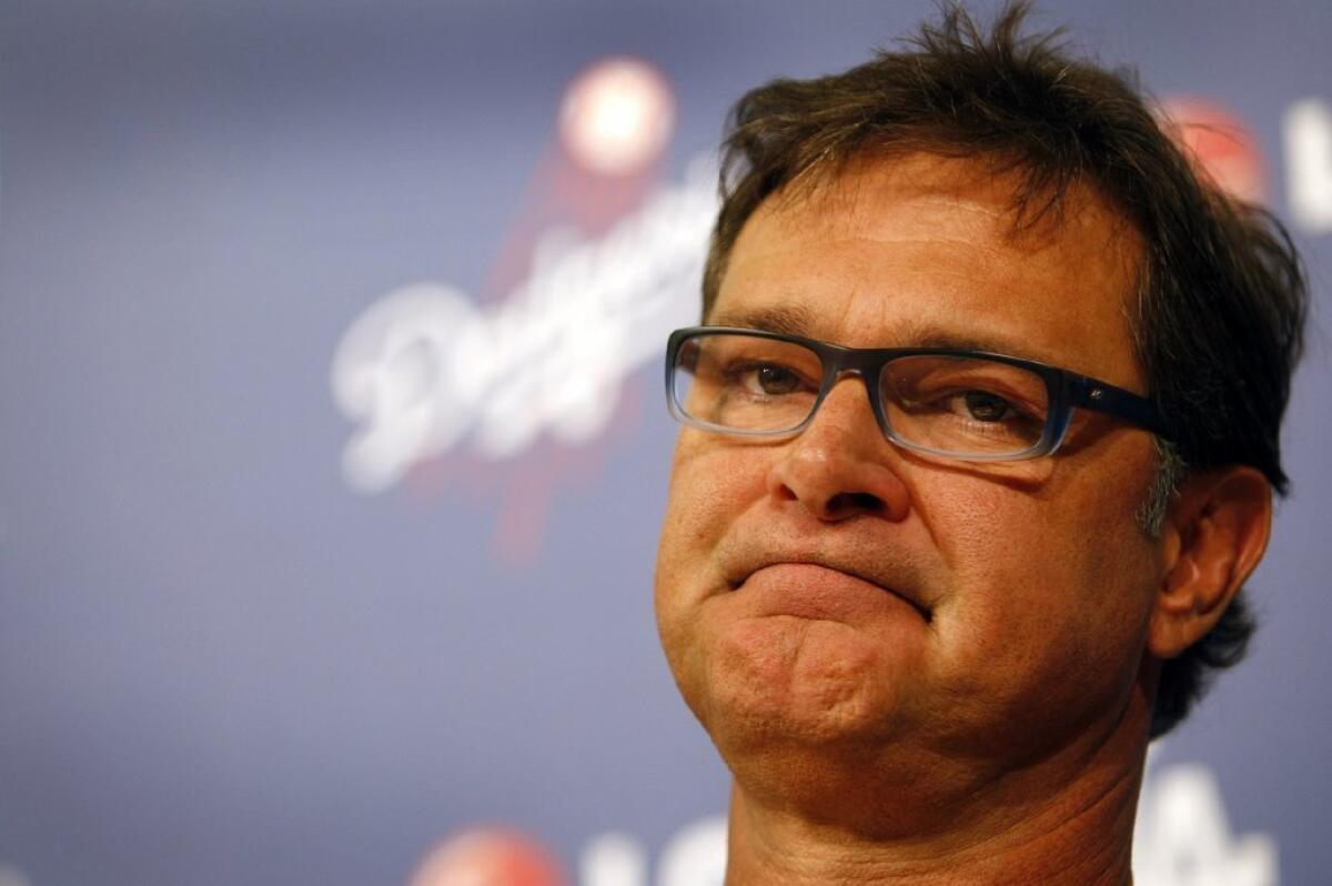 Don Mattingly at a Dodgers news conference.
