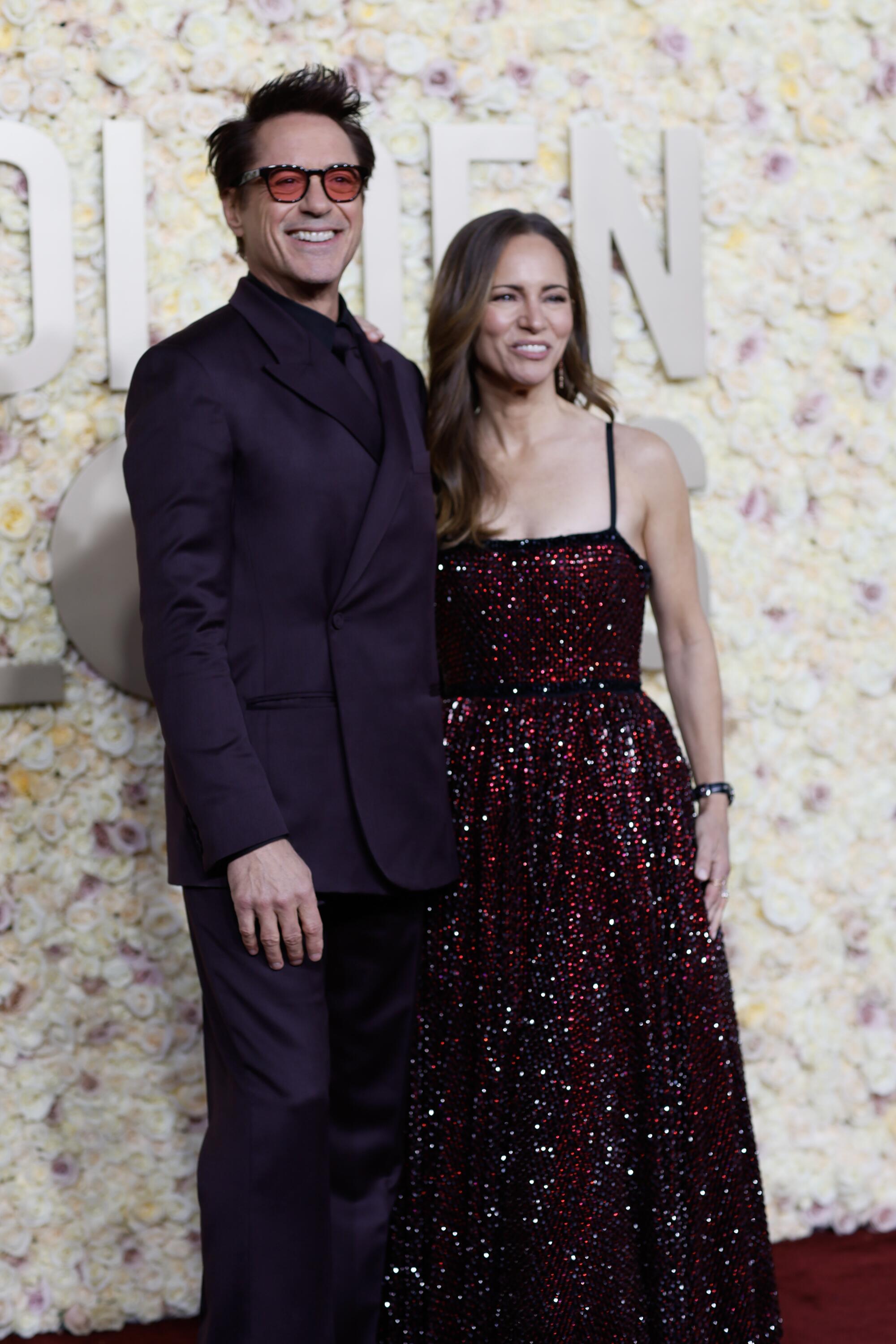 Robert Downey Jr. and Susan Downey on the red carpet of the 81st Annual Golden Globe Awards