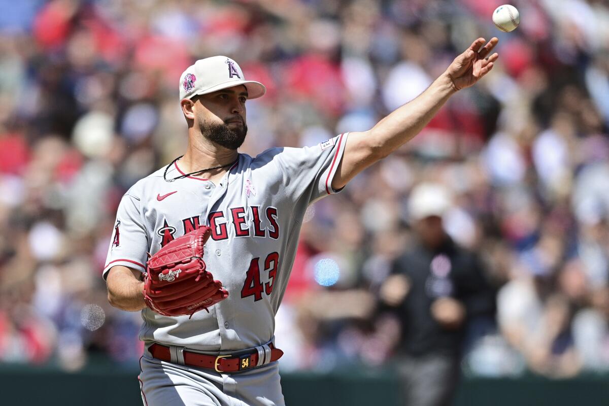 Patrick Sandoval throws the ball for the Angels.