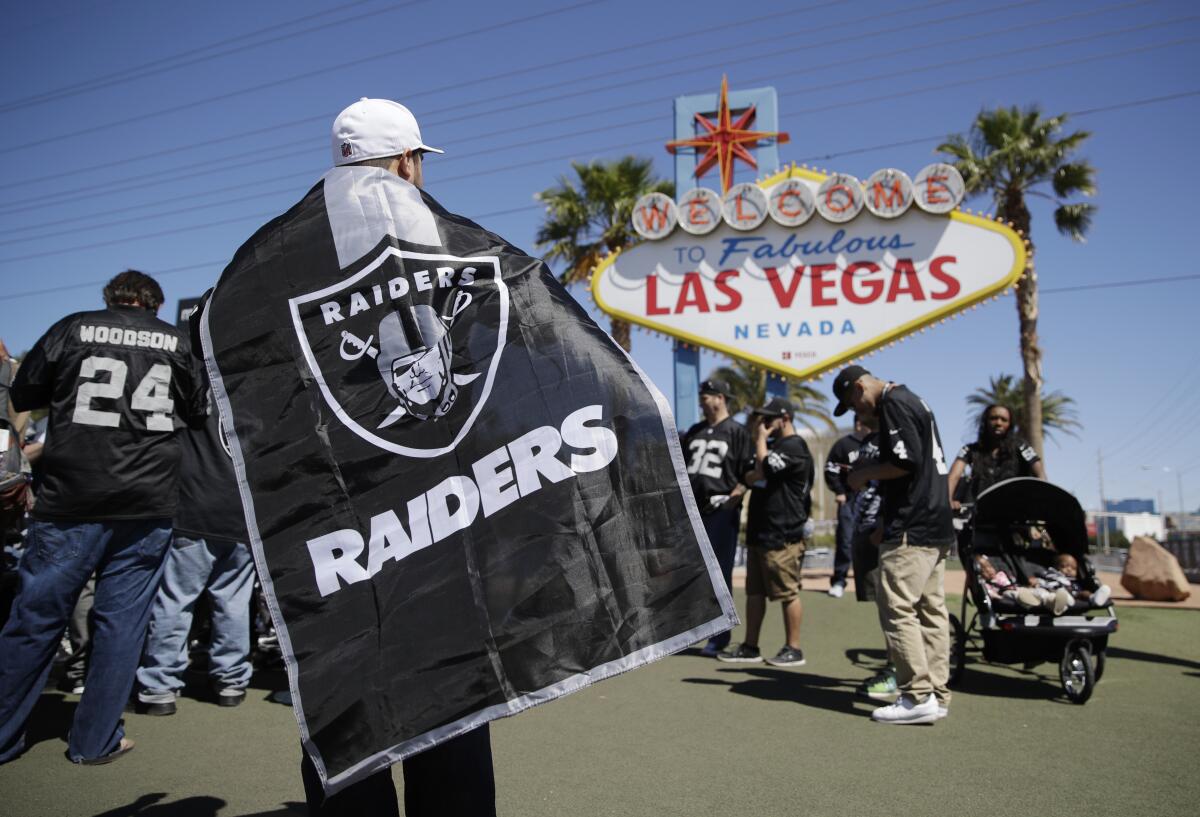 Raiders fans show their NFL colors in Las Vegas, where the draft will be held this season. 