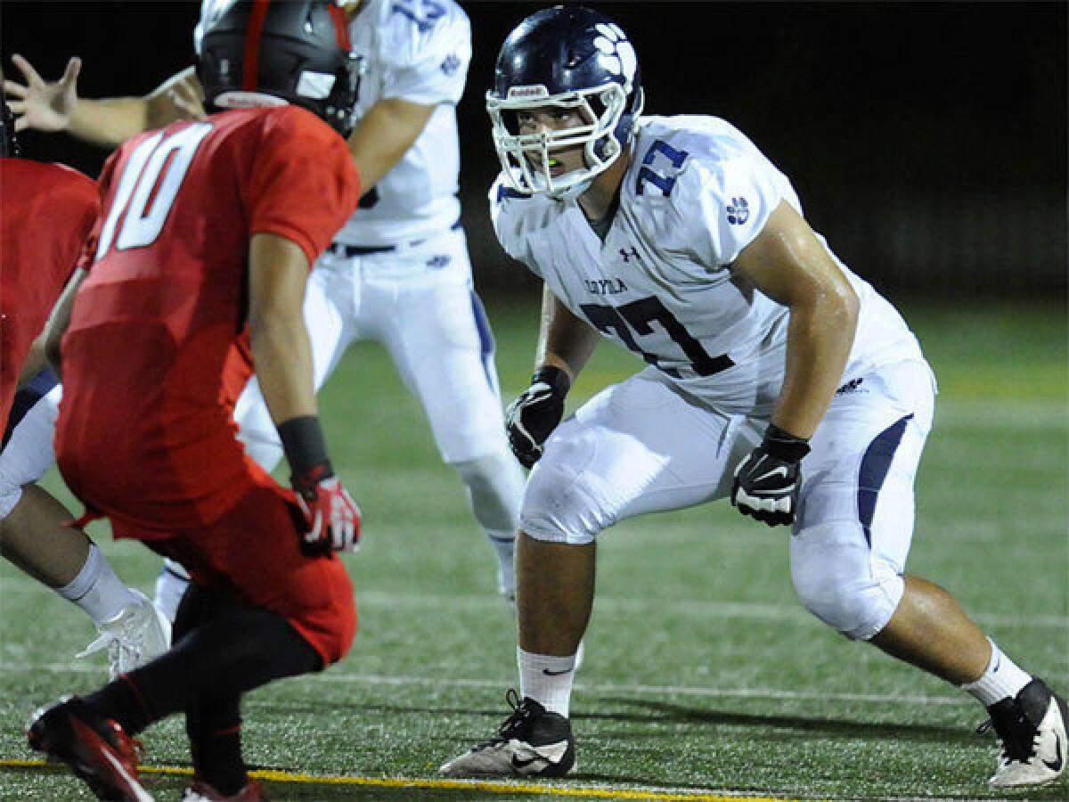 Offensive lineman Chris Brown played at Loyola High in Los Angeles before attending USC.