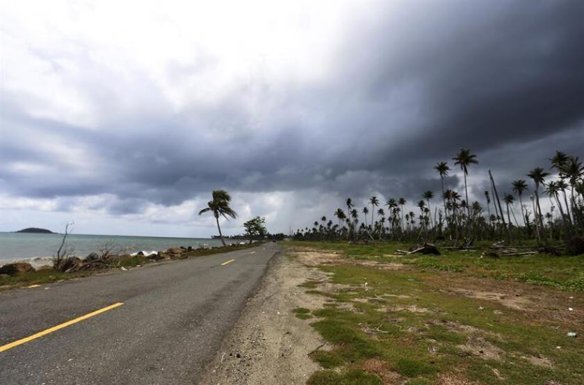 Fotografía del 18 de septiembre 2018, donde se muestra una carretera devastada por el paso del huracán María, en Humacao (Puerto Rico). EFE/Archivo