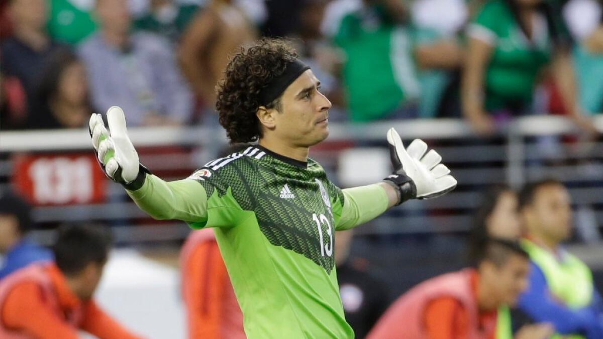 Mexico goalkeeper Guillermo Ochoa reacts after giving up a goal to Chile during a Copa America quarterfinal match on June 18.