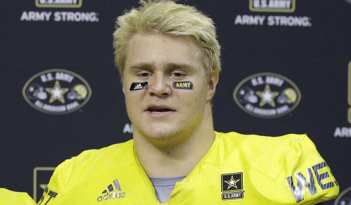 Linebacker Porter Gustin, shown at the U.S. Army All-American Bowl last month, announced his commitment to USC on Tuesday.