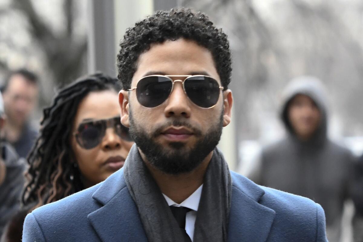 "Empire" actor Jussie Smollett arrives at the Leighton Criminal Court Building for his hearing in Chicago on March 14, 2019.