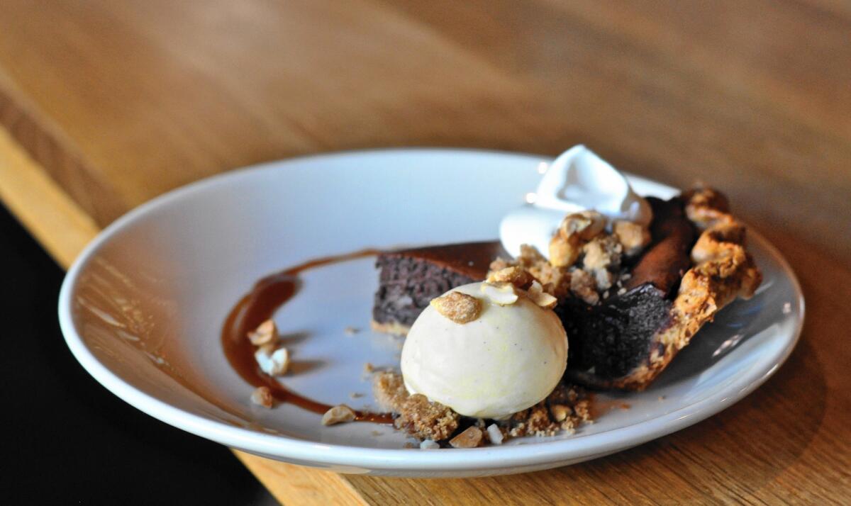 Chocolate pie with a rye flour crust from Odys + Penelope.