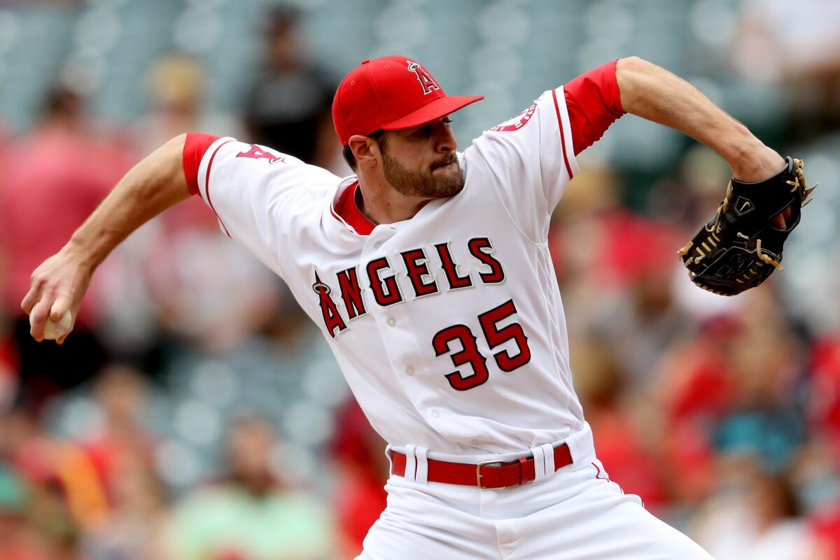 Angels' Nick Tropeano pitches against Houston on May 29.