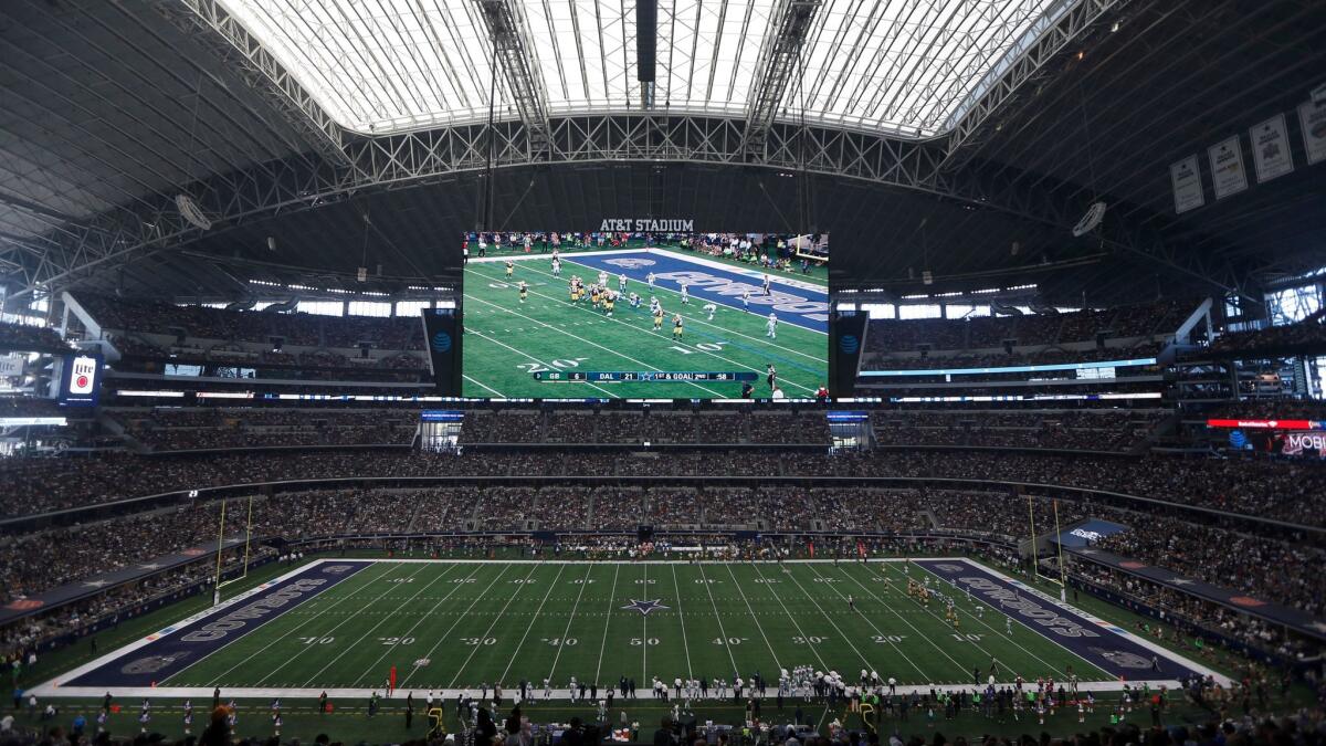 The Dallas Cowboys play the Green Bay Packers at AT&T Stadium on Oct. 8.