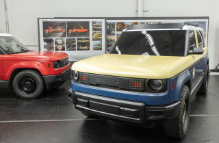 Slate trucks have a steel frame and external plastic panels that can be wrapped in any color.